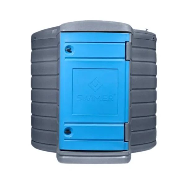 Zbiornik na AdBlue 3500 l Swimer Blue Tank Comfort-Line FUDPS od frontu, z zamkniętą niebieską szafą dystrybucyjną