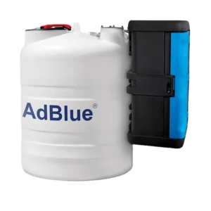Zbiornik jednopłaszczowy na AdBlue 1500 l Swimer Blue Tank Eco-Line ELJPS z zamkniętą szafą dystrybucyjną z boku